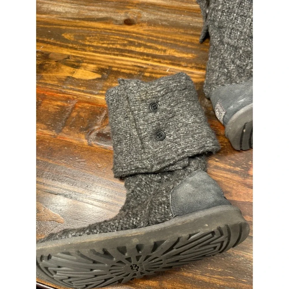 UGG Australia Tall Knit‎ Button Boots Gray Women's Size 6